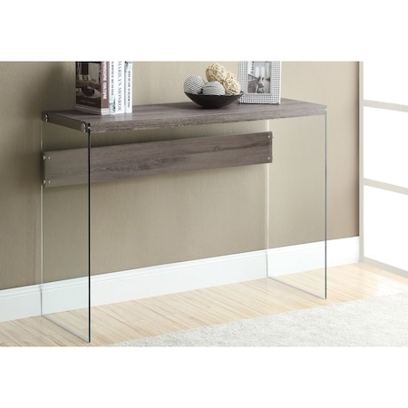 Monarch Specialties Accent Table - 44"L / Dark Taupe / Tempered Glass I 3055